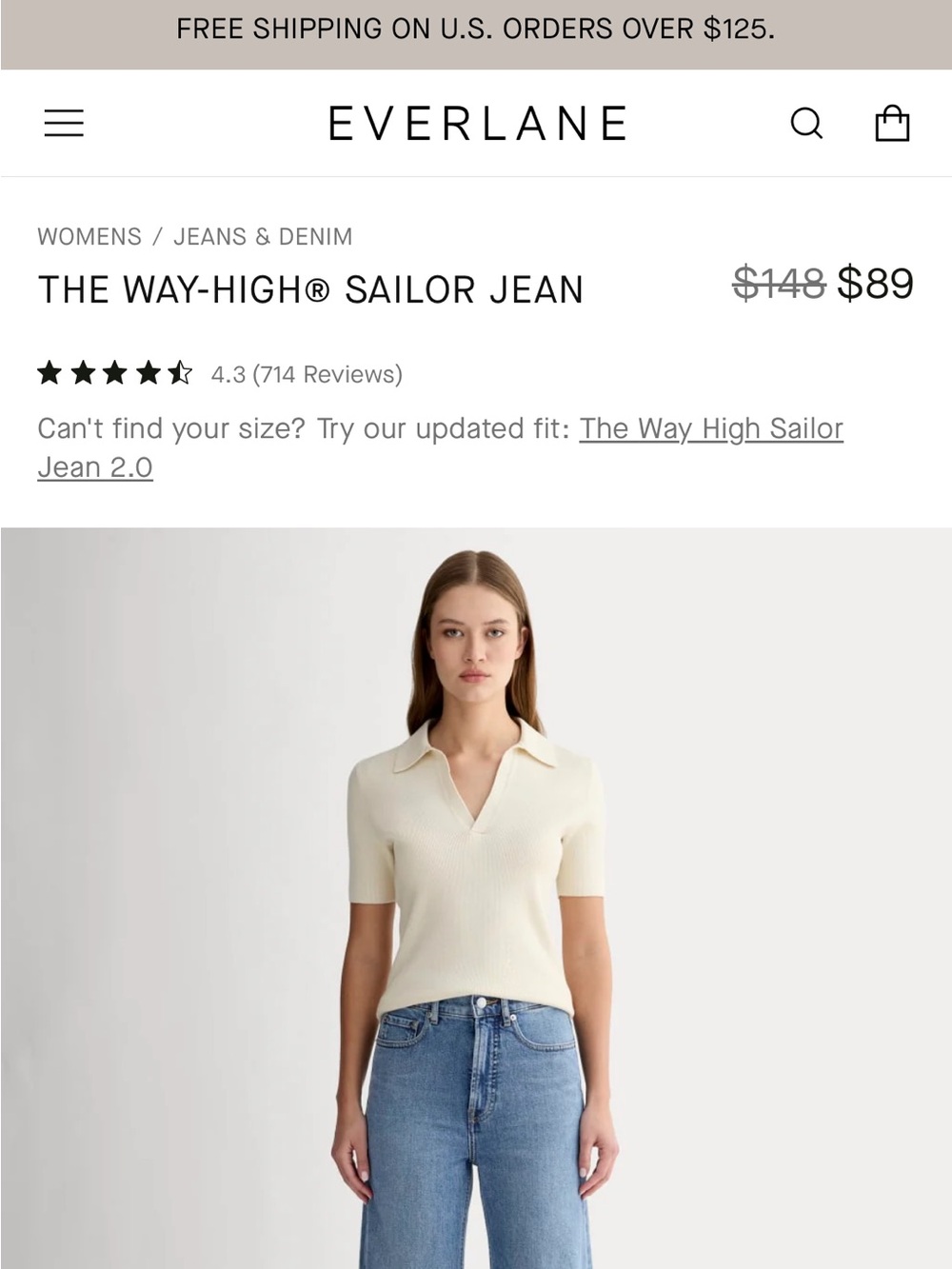 Everlane Light Blue High-Rise Sailor Jeans